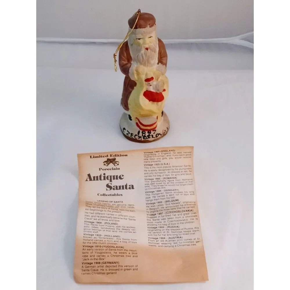 Vtg Santas From Around the World Dated Christmas Bisque‎ Figurine